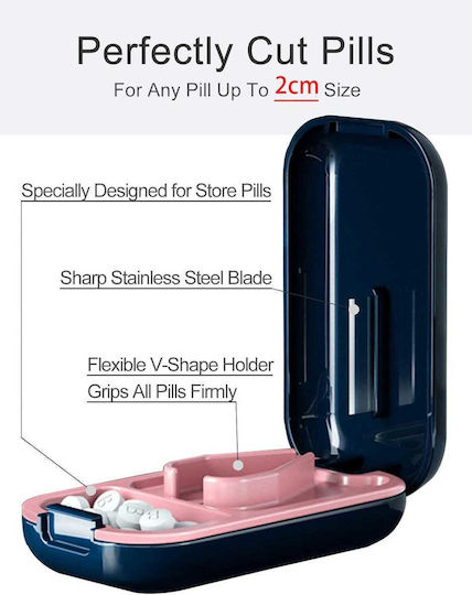 Pill Organizer Cutter & Built In Storage Pink
