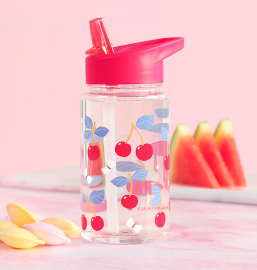 A Little Lovely Company Cherries School Lunch Bag Pink 16x16x23cm
