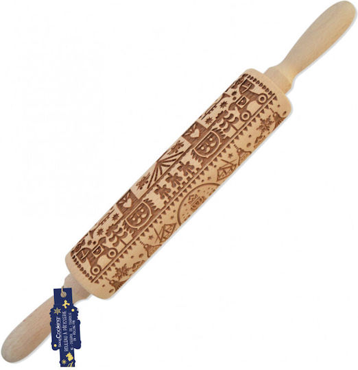 Scrap Cooking Christmas Wooden Rolling Pin Stars