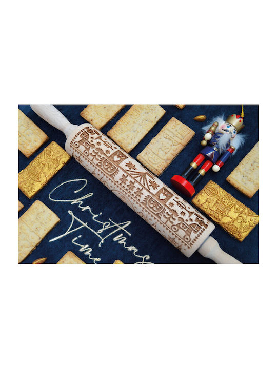 Scrap Cooking Christmas Wooden Rolling Pin Stars