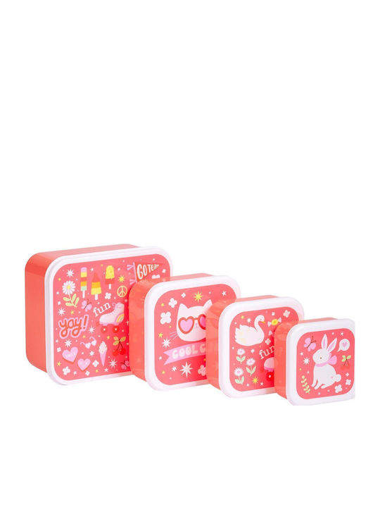A Little Lovely Company Fun School Set Pink + Water Bottle and Food Container Set