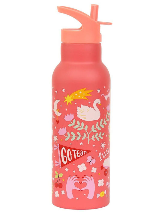 A Little Lovely Company Fun Kindergarten Backpack Pink 23.5 x 10 x 30cm Water Bottle Holder + Water Bottle