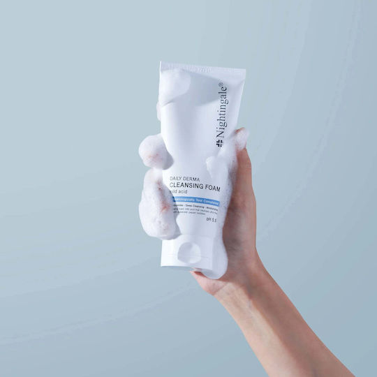 Spumă delicată pentru curățarea feței pH 5.5 efect hidratant zilnic Derma acid blând Nightingale 140 ml