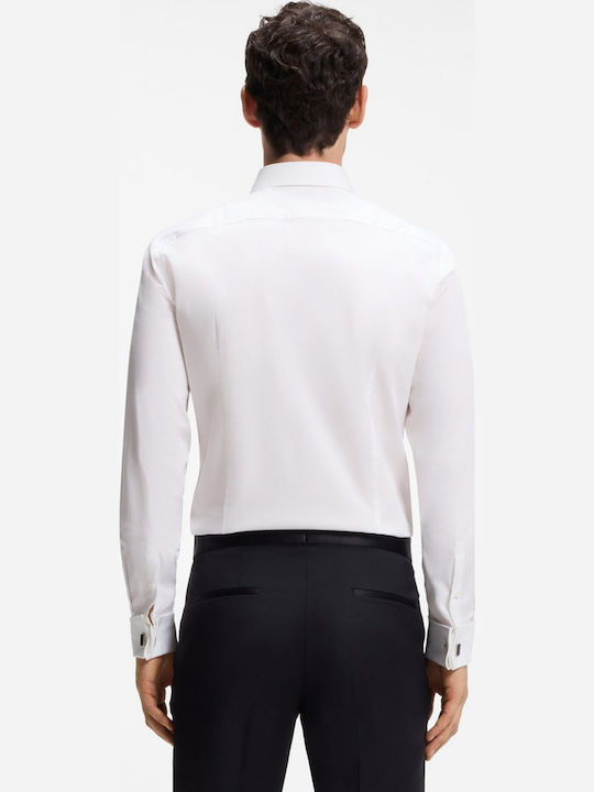 Long Sleeve Shirt in Narrow Fit Striped White