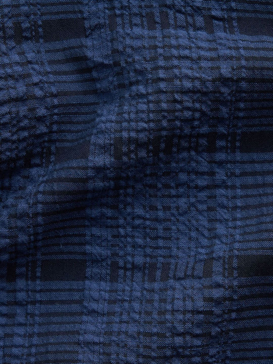 Langärmeliges Geprüft-Hemd Navy Blau
