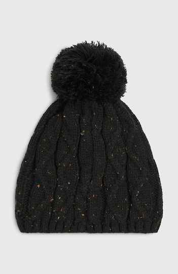 Nora Pom Pom Beanie Unisex Knitted Beanie in Black Colour