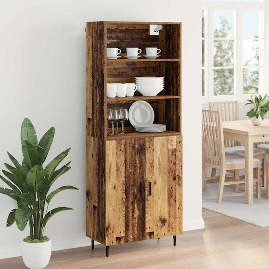 Bookcases Highboard Old Wood (2 Pieces) 69.5x32.5x180 cm