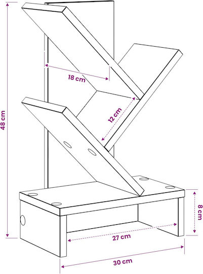Bookcase Processed Wood 30x18x48cm