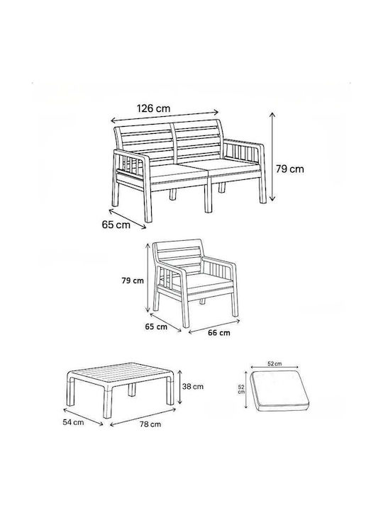 Three-Seater Outdoor Rattan Sofa With Cushions 60x73x65cm