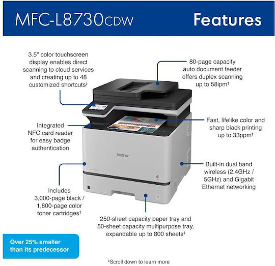 Brother MFC-L8730CDW Έγχρωμο Πολυμηχάνημα Laser MFC-L8730CDW