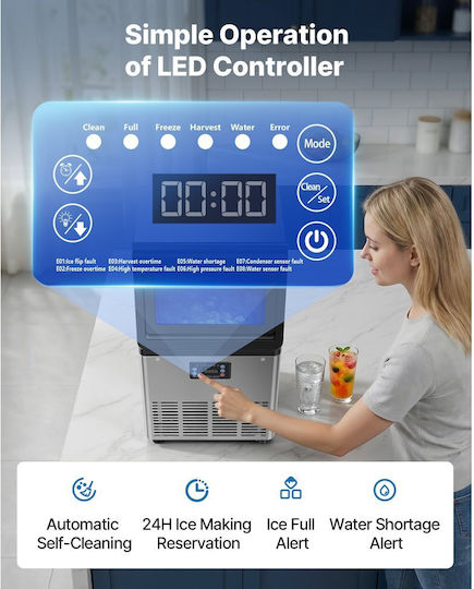 Vevor Παγομηχανή με Ημερήσια Παραγωγή 36kg & Χωρητικότητα 6kg