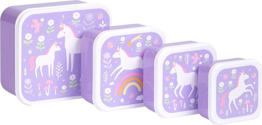 A Little Lovely Company Plastic Kids' Dinner Set Unicorns 0.35lt Purple