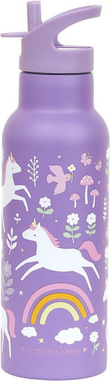 A Little Lovely Company Πλαστικό Παιδικό Σετ Φαγητού 0.5lt Unicorn Dreams + μπουκάλι με διπλό τοίχωμα