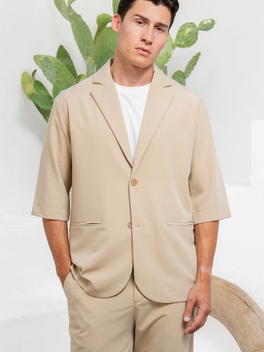 Langärmeliges Overshirt Beige