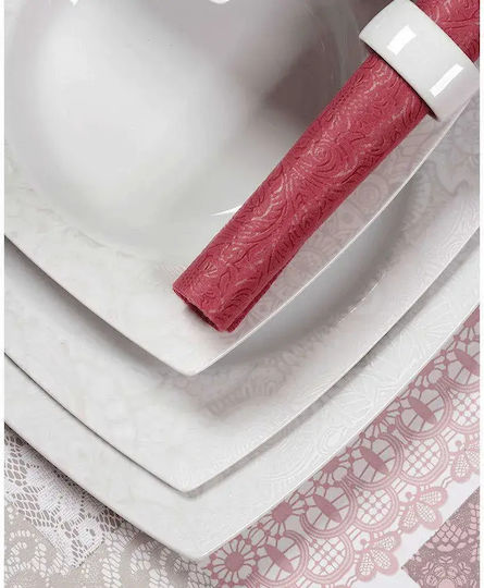 Cryspo Trio Marsala White Porcelain Dinnerware Set 20pcs