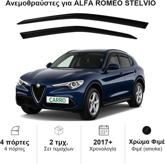 Heko Set deflectoare de vânt Dark Fime pentru Alfa Romeo Stelvio 2buc