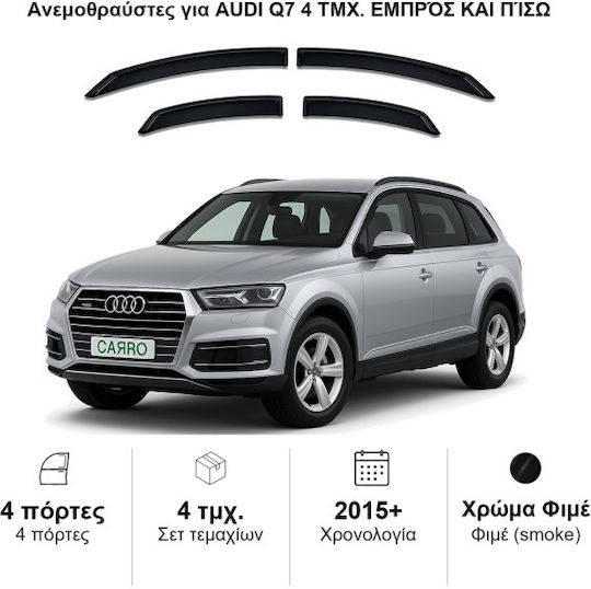 Heko Set of Windbreakers Front and Rear Car Dark Fime for Audi Q7 4pcs