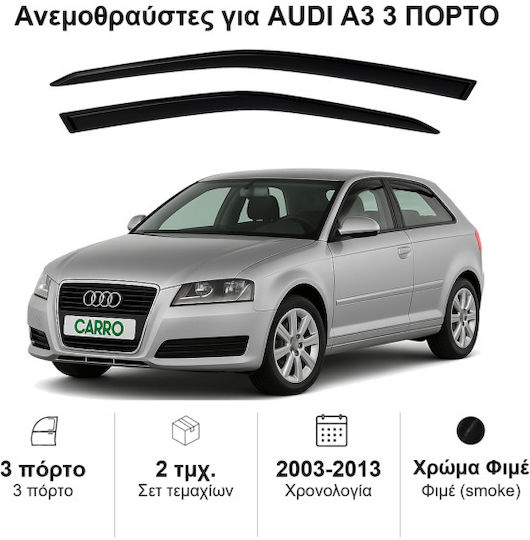 Heko Satz Windabweiser Vordere Dark Fime für Audi A3 3D 2004-2012 2Stück
