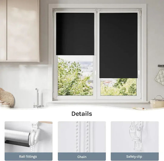 Woltu Woltu Rollos Total Blackout Schwarz P80xH210cm
