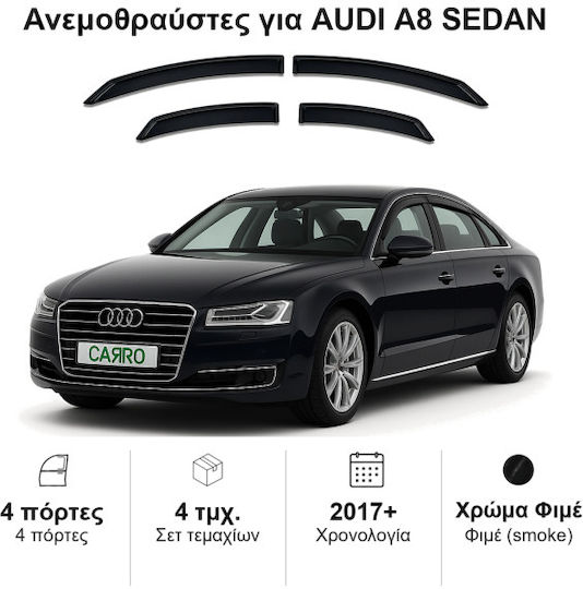 Heko Set of Windbreakers Front and Rear Car Dark Fime for Audi A8 4pcs