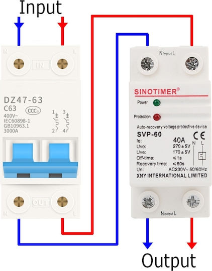 Sinotimer Διπολικός Διακόπτης Ράγας 230V 40A