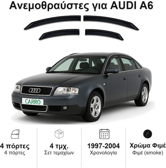 Heko Satz Windabweiser Vordere und Hintere Dark Fime für Audi A6 4Stück