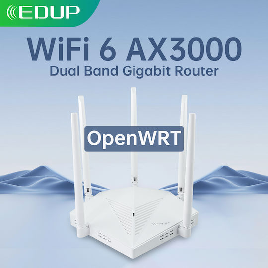 EDUP AX3000 Безжичен Рутер Wi‑Fi 6 с 3 Gigabit Порта