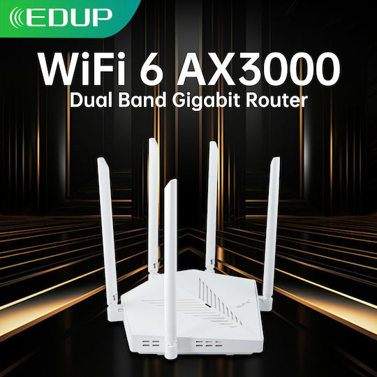 EDUP AX3000 Безжичен Рутер Wi‑Fi 6 с 3 Gigabit Порта