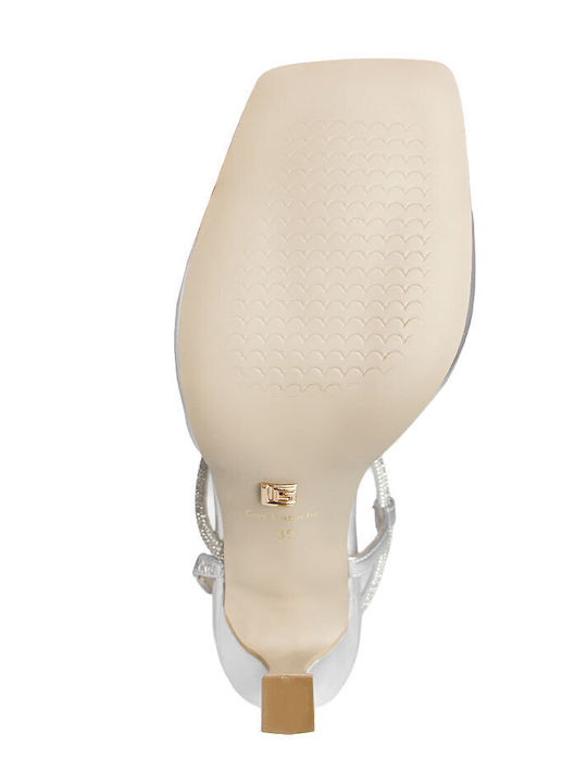 Damen Sandalen Silber Leder