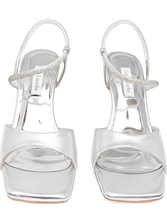 Damen Sandalen Silber Leder