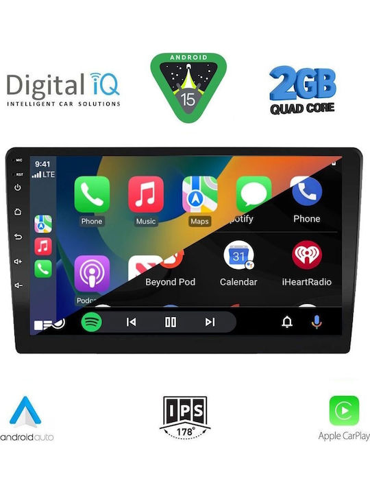 Digital IQ Sistem Audio Auto 2 DIN (Bluetooth/USB/Wi-Fi/GPS/Apple CarPlay/Android Auto) cu Ecran Tactil 9"