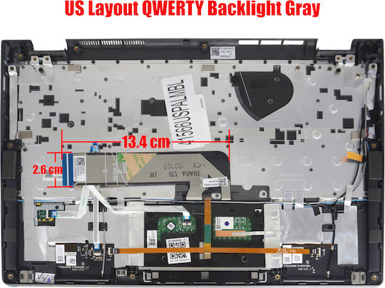 Палмрест за Лаптоп Клавиатура Lenovo Yoga C640-13IML 81UE 81UE000EAU 81UE0013AU 5CB0W43756 5CB0W43751 US С Подсветка Сив Код.41566USPALMBL