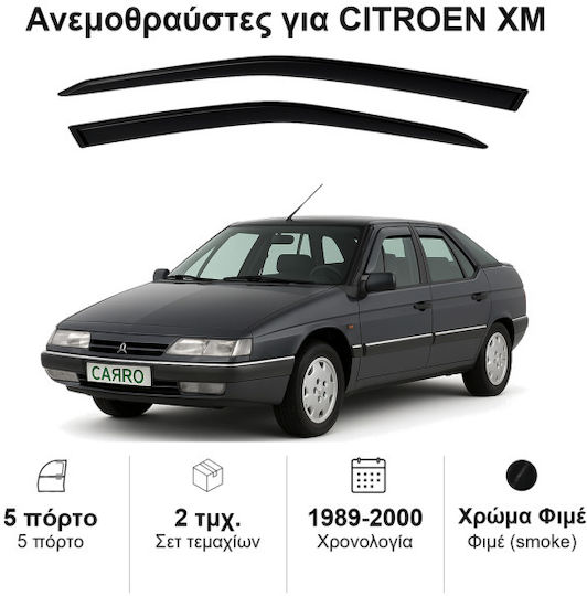 Heko Set of Windbreakers Front Car Dark Fime for Citroen XM 2pcs
