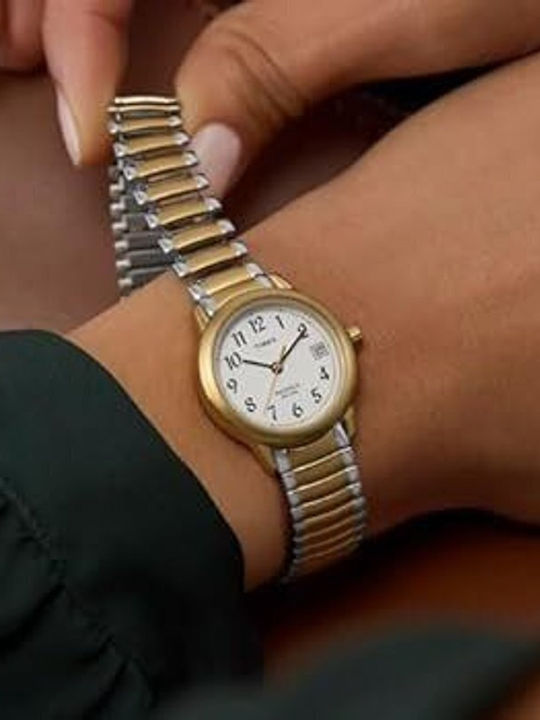 Timex Γυναικείο Ρολόι 25mm Μπαταρίας με Χρυσό Μεταλλικό Μπρασελέ