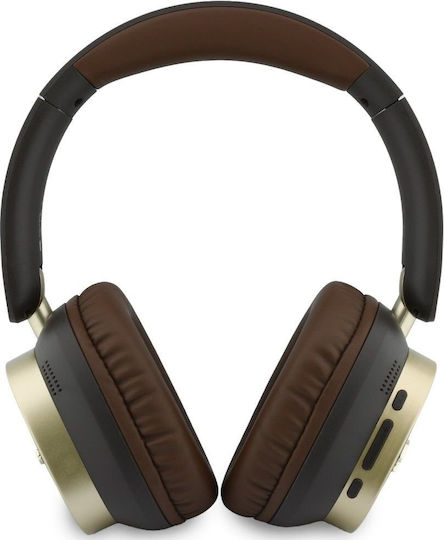 Guess Rectangle Metal Script Căști Over Ear Bluetooth fără fir cu 2 ore de funcționare Maro