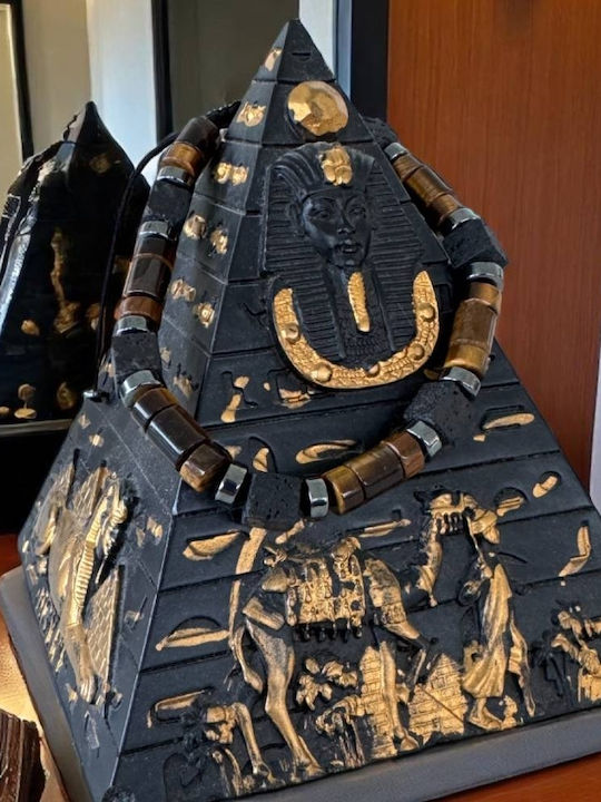 Ezera Brățară Pentru Bărbați Cu Design Ochi Protector Din Șnur Cu Pietre Vulcanice