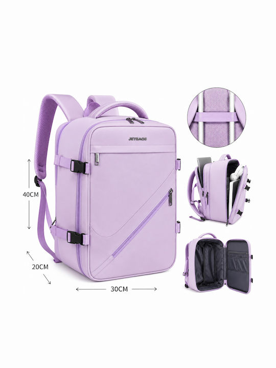 Jetbags Rz29051 Travel Backpack Cabin Size 40x20x30cm Waterproof Laptop Compartment & Compression Valve Lilac