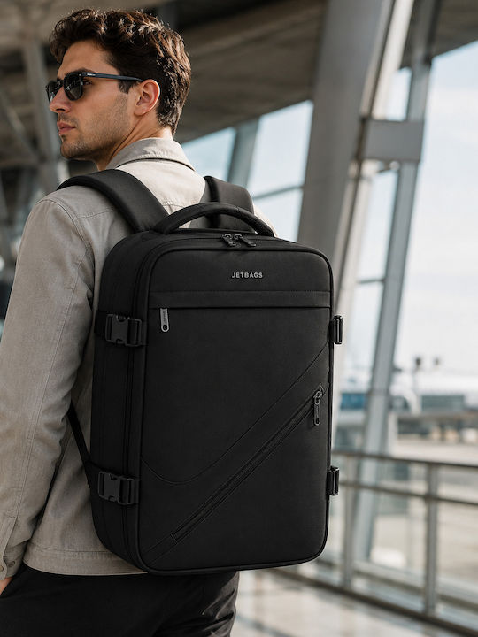 Jetbags Rz29051 Раница за Пътуване Cabin Size 40x20x30cm Водоустойчива Джоб за Laptop & Клапан за Компресия Черна