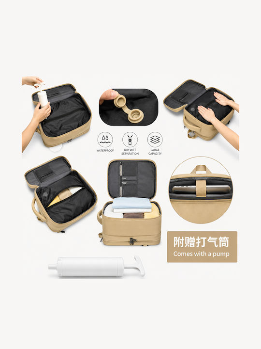 Jetbags Rz29051 Раница За Пътуване Cabin Size 40x20x30cm Водоустойчива Джоб За Laptop & Клапан За Компресия Каки