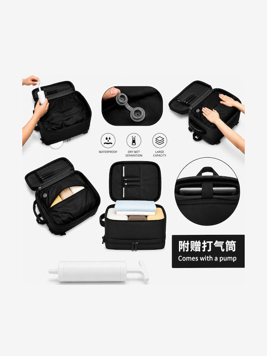 Jetbags Rz29051 Backpack Travel Cabin Size 40x20x30cm Waterproof Laptop Compartment & Compression Valve Black