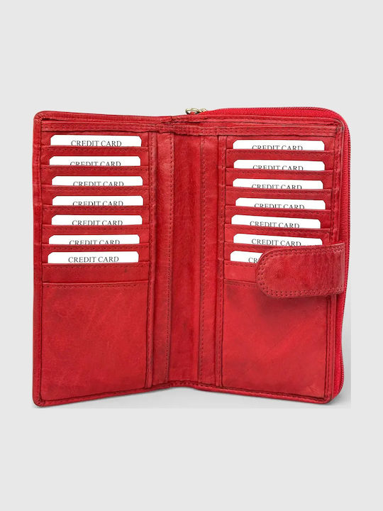 Große Leder Damenbrieftasche Rot