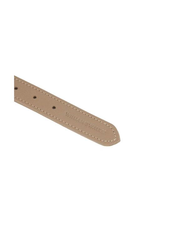 William Walker Leather Dog Collar Beige Plain Collection Medium 38cm