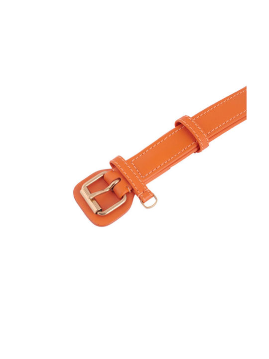 William Walker Leather Dog Collar Orange Plain Collection XxSmall 22cm