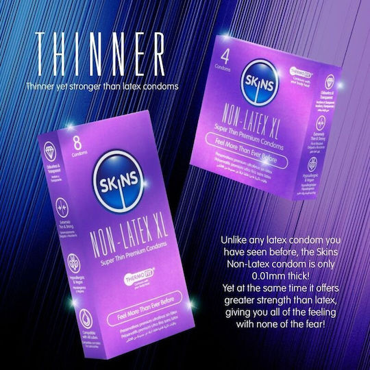 Skins Condoms 4pcs 57mm for Large Sizes Thin for Natural Feeling Natural