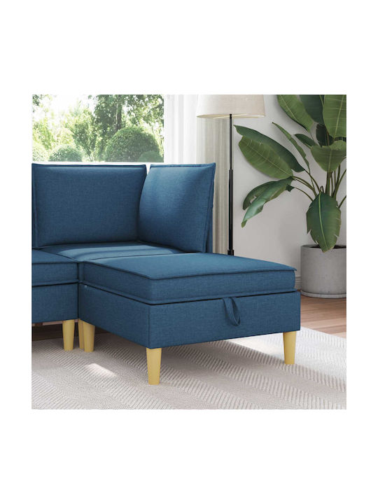 Footstool With Storage Space Upholstered With Blue Fabric