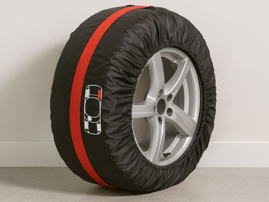 Set 4 Huse Pentru Depozitare Și Transport Pentru Anvelope Dimensiune Roată 18-23'' Inch Impermeabile Material Durabil Mânere Protecție Împotriva Radiațiilor Solare Uv Umiditate Praf Roșu Negru
