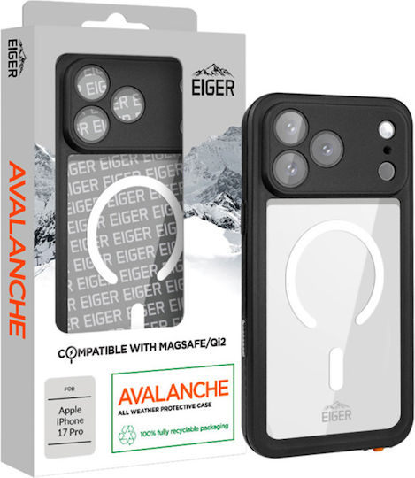 Eiger Magsafe 360 Full Body Case iPhone 17 Pro Rezistentă la apă IP68 Drop-test 2m Negru Transparent