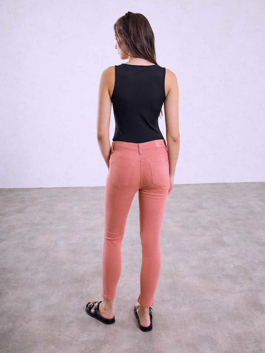Celestino Damen Jeans Skinny Einfarbig Slim Fit Dunkles Rosa