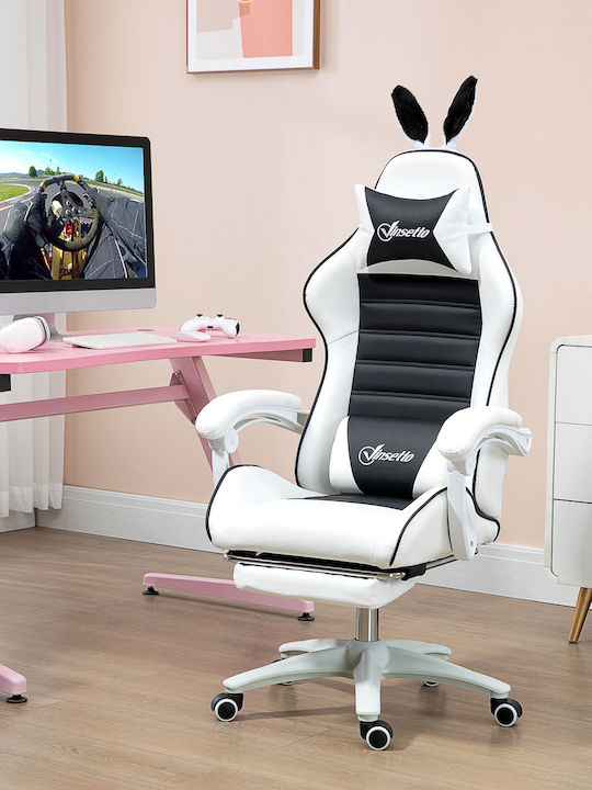 Vinsetto 921-621V00BK Καρέκλα Gaming Δερματίνης με Υποπόδιο Μαύρη