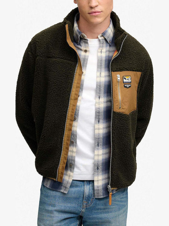 Superdry Fleece Ζακέτα Olive/deep Brown